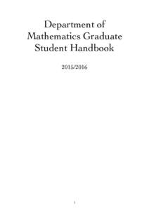 Department of Mathematics Graduate Student Handbook