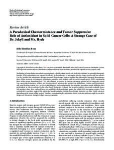 A Paradoxical Chemoresistance and Tumor Suppressive Role of Antioxidant in Solid Cancer Cells: A Strange Case of Dr. Jekyll and Mr. Hyde
