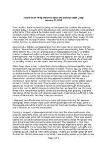 Statement of Philip Bialowitz about the Sobibor Death Camp January 21, 2010