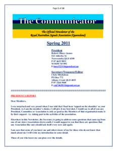 Page 1 of 14  The Official Newsletter of the Royal Australian Signals Association (Queensland)  Spring 2011
