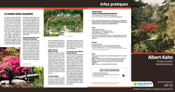 Infos pratiques Albert-Kahn, musée et jardin DÉPARTEMENTAUX Le monde dans un jardin
