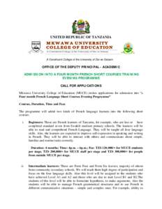Mkwawa University College of Education / University of Dar es Salaam / Association of African Universities / Muce /  Florida / Iringa / Education in Tanzania / Higher education / Tanzania