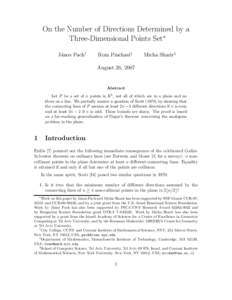 On the Number of Directions Determined by a Three-Dimensional Points Set∗ J´anos Pach† Rom Pinchasi‡