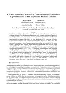 A Novel Approach Towards a Comprehensive Consensus Representation of the Expressed Human Genome Winston Hide John Burke