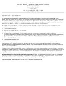 DOGAMI – MINERAL LAND REGULATION AND RECLAMATION 229 BROADALBIN STREET SW ALBANY, OREXPLORATION PERMIT APPLICATION Under ORS
