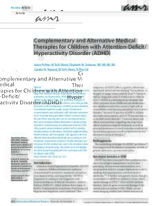 amr  Review Article Complementary and Alternative Medical Therapies for Children with Attention-Deficit/