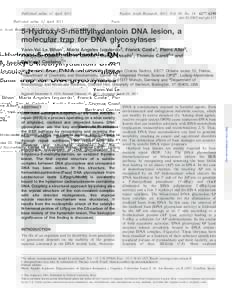Published online 12 AprilNucleic Acids Research, 2011, Vol. 39, No–6290 doi:nar/gkr215  5-Hydroxy-5-methylhydantoin DNA lesion, a