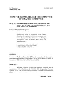 For discussion on 8 February 2006 EC[removed]ITEM FOR ESTABLISHMENT SUBCOMMITTEE