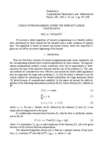 Published in: Computational Mathematics and Mathematical Physics, RF, 2003, v. 43, no. 7, pp. 951–960. CONCAVE PROGRAMMING UNDER THE SIMPLEST LINEAR CONSTRAINTS