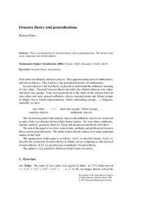 Iwasawa theory and generalizations Kazuya Kato