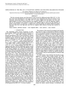 THE ASTROPHYSICAL JOURNAL, 550 : 863È870, 2001 AprilThe American Astronomical Society. All rights reserved. Printed in U.S.A. IMPLICATIONS OF THE PSRPLANETARY SYSTEM FOR ISOLATED MILLISECOND PULSARS 