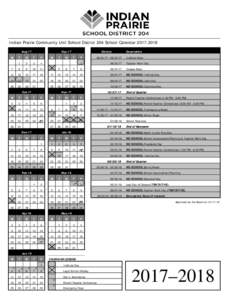 Indian Prairie Community Unit School District 204 School CalendarAug-17 M Sep-17