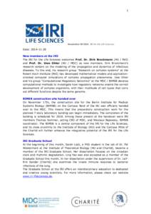 1  Newsletter[removed]IRI for the Life Sciences Date: [removed]New members at the IRI The IRI for the Life Sciences welcomes Prof. Dr. Dirk Brockmann (HU / RKI)