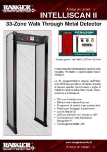 INTELLISCAN II 33-Zone Walk Through Metal Detector Display grafico dell’ INTELLISCAN 33 Zone  Il metal detector Intelliscan può operare nella