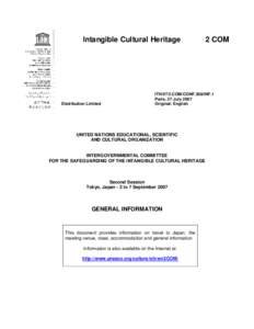 Intangible Cultural Heritage  Distribution Limited 2 COM