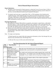 Line Item Instructions for the Federal Financial  Report