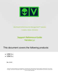 AlienVault Unified Security Management™ Solution Complete. Simple. Affordable Support Reference Guide Version 5.1 This document covers the following products: