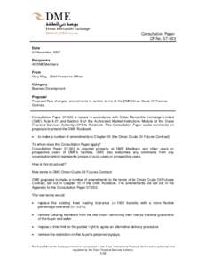 Microsoft Word - CPCP Proposed changes to certain terms of the DME Oman Crude Oil Futures Contract - final.DOC