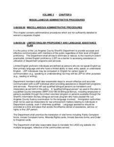 VOLUME 3 - CHAPTER 9 MISCELLANEOUS ADMINISTRATIVE PROCEDURESMISCELLANEOUS ADMINISTRATIVE PROCEDURES This chapter contains administrative procedures which are not sufficiently detailed to warrant a separate c