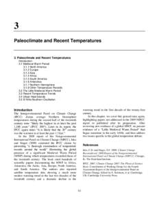 3 Paleoclimate and Recent Temperatures 3. Paleoclimate and Recent Temperatures Introduction 3.1 Medieval Warm Period