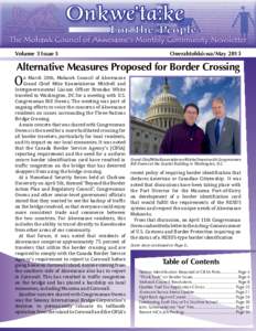 Volume 3 Issue 5  Onerahtohkó:wa/May 2013 Alternative Measures Proposed for Border Crossing