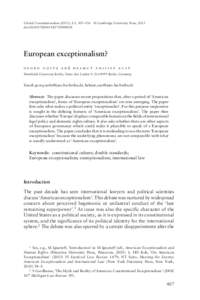 Global Constitutionalism (2013), 2:3, 407–436 doi:S2045381713000038 © Cambridge University Press, 2013  European exceptionalism?