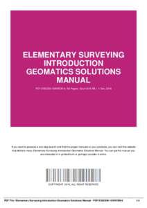 ELEMENTARY SURVEYING INTRODUCTION GEOMATICS SOLUTIONS MANUAL PDF-ESIGSM-15WWOM-9 | 66 Pages | Size 4,615 KB | -1 Dec, 2016
