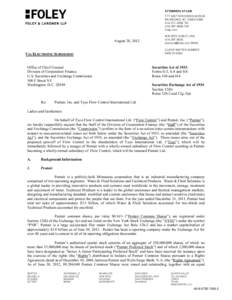 Incoming Letter: Pentair, Inc. and Flow Control International Ltd.
