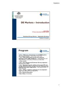 [removed]DE Markets – Introduction Muriel Watt IT Power (Australia) & SPREE, UNSW