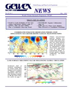 Global Energy and Water Cycle Experiment  NEWS Vol. 10, No. 2