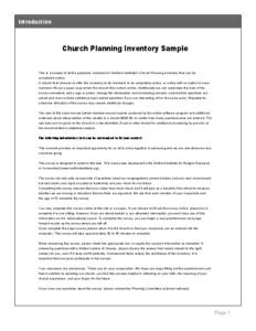 Introduction    Church Planning Inventory Sample  