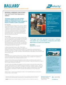 SMARTER SOLUTIONS FOR A CLEAN ENERGY FUTURE  MATERIAL HANDLNG CASE STUDY: Fuel Cell Forklift Fleet Deployed at GENCO