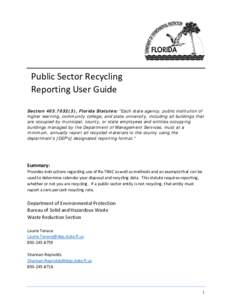Public Sector Recycling Reporting User Guide Section[removed]), Florida Statutes: 