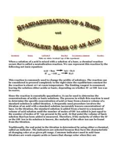 Determination of the Equivalent Mass of an Acid and the Standardization of a Basic Solution