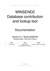 WINSEND2 – database contribution and lookup tool ­ documentation  WINSEND2 Database contribution  and lookup tool Documentation