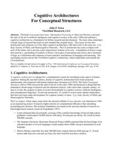 Cognitive Architectures For Conceptual Structures John F. Sowa VivoMind Research, LLC Abstract. The book Conceptual Structures: Information Processing in Mind and Machine surveyed the state of the art in artificial intel