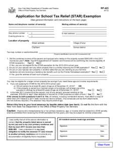 Form RP-425:6/12:Application for School Tax Relief (STAR) Exemption:RP425:rp425:rp-425