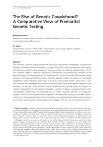 The Rise of Genetic Couplehood? A Comparative View of Premarital Genetic Testing