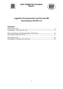 Legislative Scrutiny: Justice and Security Bill: Corrected Oral Evidence
