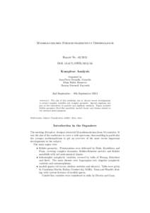 Mathematisches Forschungsinstitut Oberwolfach  Report NoDOI: OWRKomplexe Analysis
