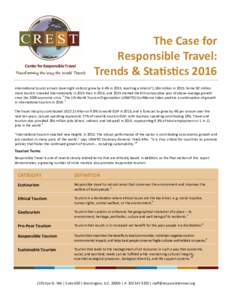 Center for Responsible Travel Transforming the Way the World Travels The Case for Responsible Travel: Trends & Statistics 2016