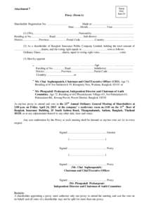Attachment 7 Proxy (Form A) Shareholder Registration No. …………………. Stamp Duty