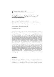 Evolutionary Ecology 18: 355–377, 2004.  2004 Kluwer Academic Publishers. Printed in the Netherlands. Research article  Testing for resistance of pelagic marine copepods