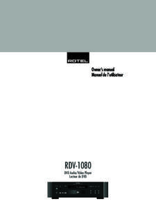 Owner’s manual Manuel de l’utilisateur RDV-1080 DVD Audio/Video Player Lecteur de DVD