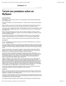 Star-Telegram.com | [removed] | Tarrant sex predators active on MySpace[removed]:33 AM Friday, Jun 22, 2007