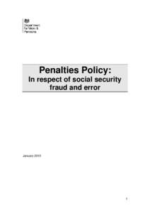 Penalties policy: in respect of social security fraud and error