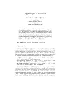 Cryptanalysis of RadioGat´ un Thomas Fuhr1 and Thomas Peyrin2 1  DCSSI Labs