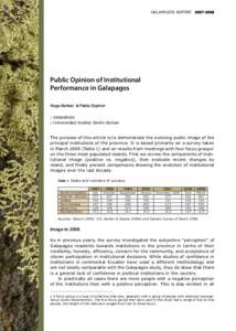 GALAPAGOS REPORTPublic Opinion of Institutional Performance in Galapagos  1