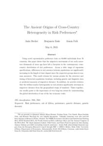 The Ancient Origins of Cross-Country Heterogeneity in Risk Preferences∗ Anke Becker Benjamin Enke