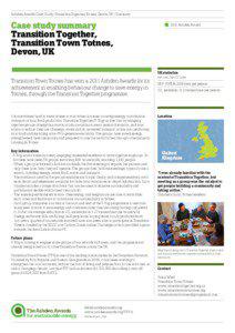 Ashden Awards Case Study | Transition Together, Totnes, Devon, UK | Summary  Case study summary